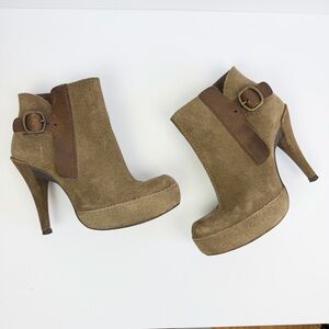 Pedro Garcia Charmy Ankle Boots Booties Suede Leather Platform Size 37.5 US 7.5